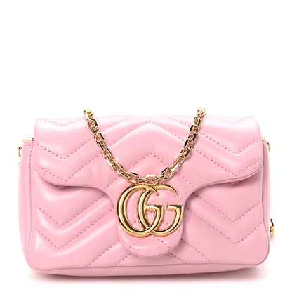 Gucci Lambskin Matelasse Mini GG Marmont Shoulder Bag Light Pink 1 of 9