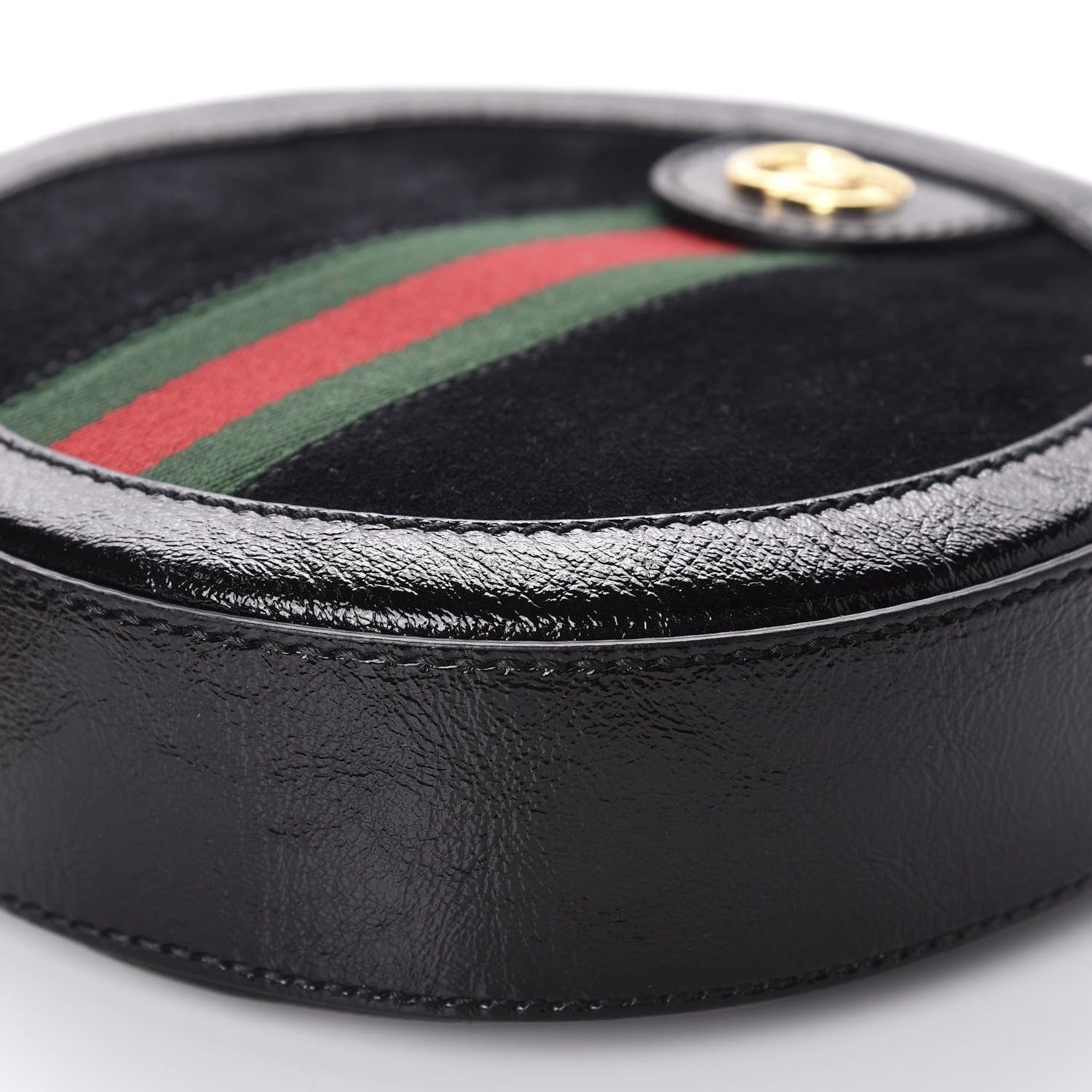 Gucci Suede Patent Web Mini Ophidia Round Shoulder Bag Black 7 of 10