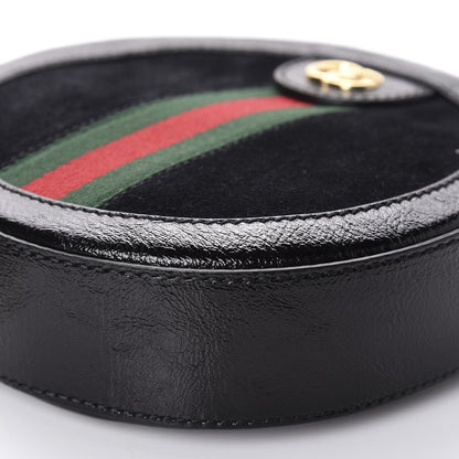 Gucci Suede Patent Web Mini Ophidia Round Shoulder Bag Black 7 of 10