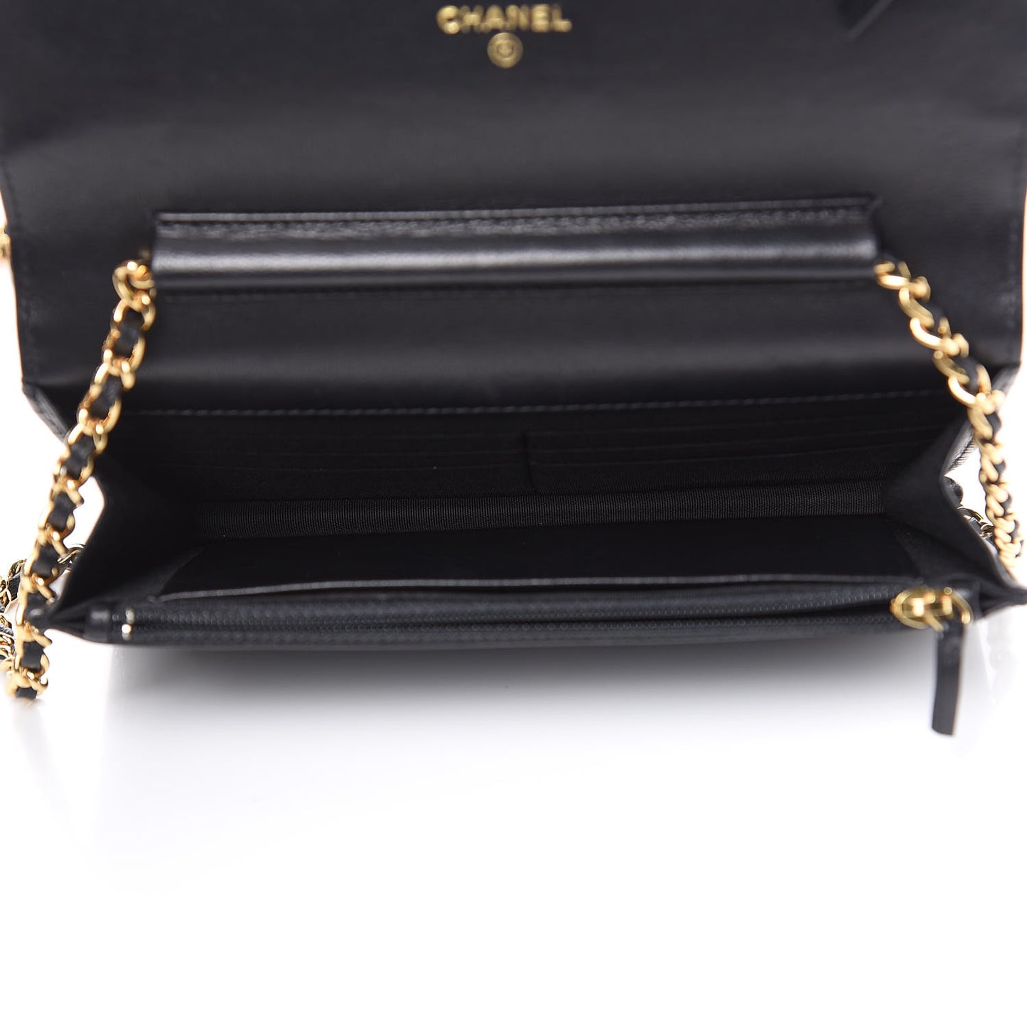 Lambskin Quilted Egyptian Amulet Wallet On Chain WOC Black