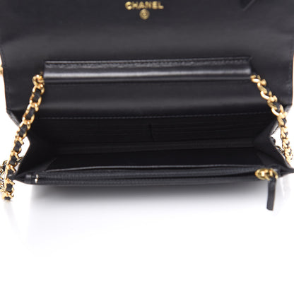 Chanel Lambskin Quilted Egyptian Amulet Wallet On Chain WOC Black 5 of 11