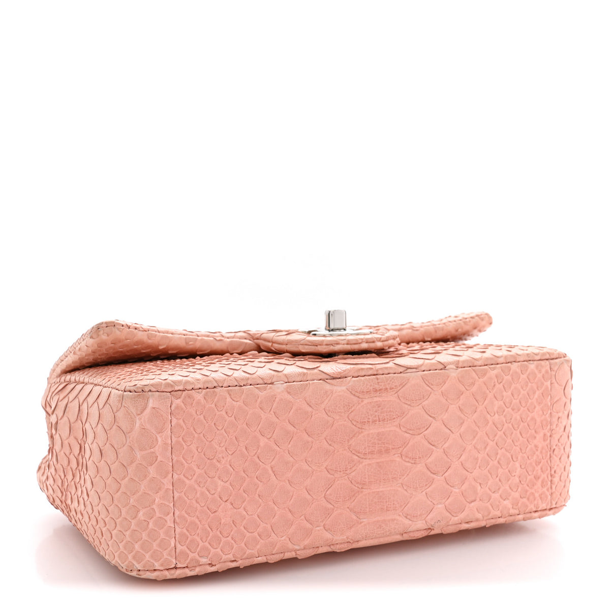 Snakeskin Mini Rectangular Flap Pink