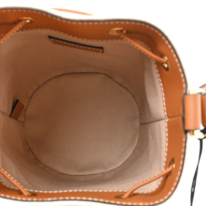 Burberry Calfskin Canvas Bucket Bag Natural Russet Brown 5 of 10