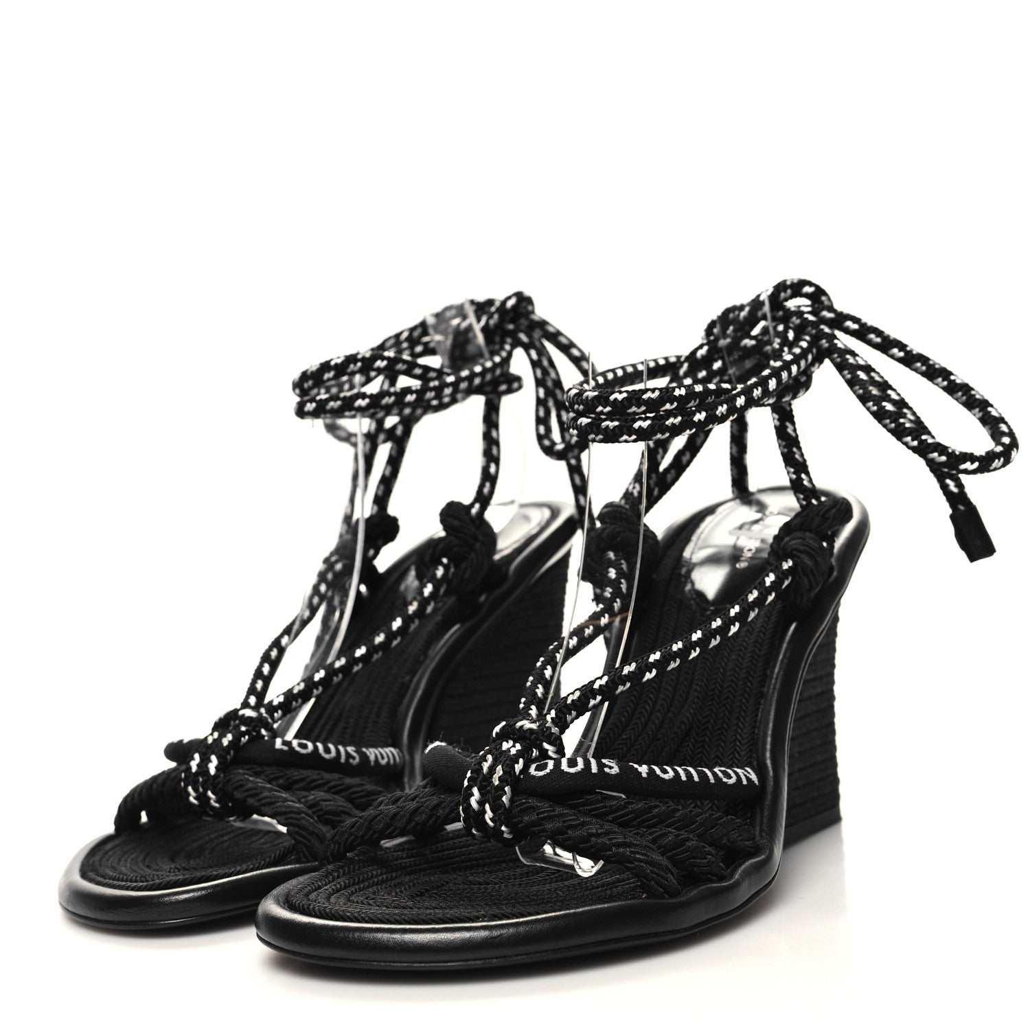 Louis Vuitton Fabric Maia Rope Wedge Sandal 40 Black 3 of 7