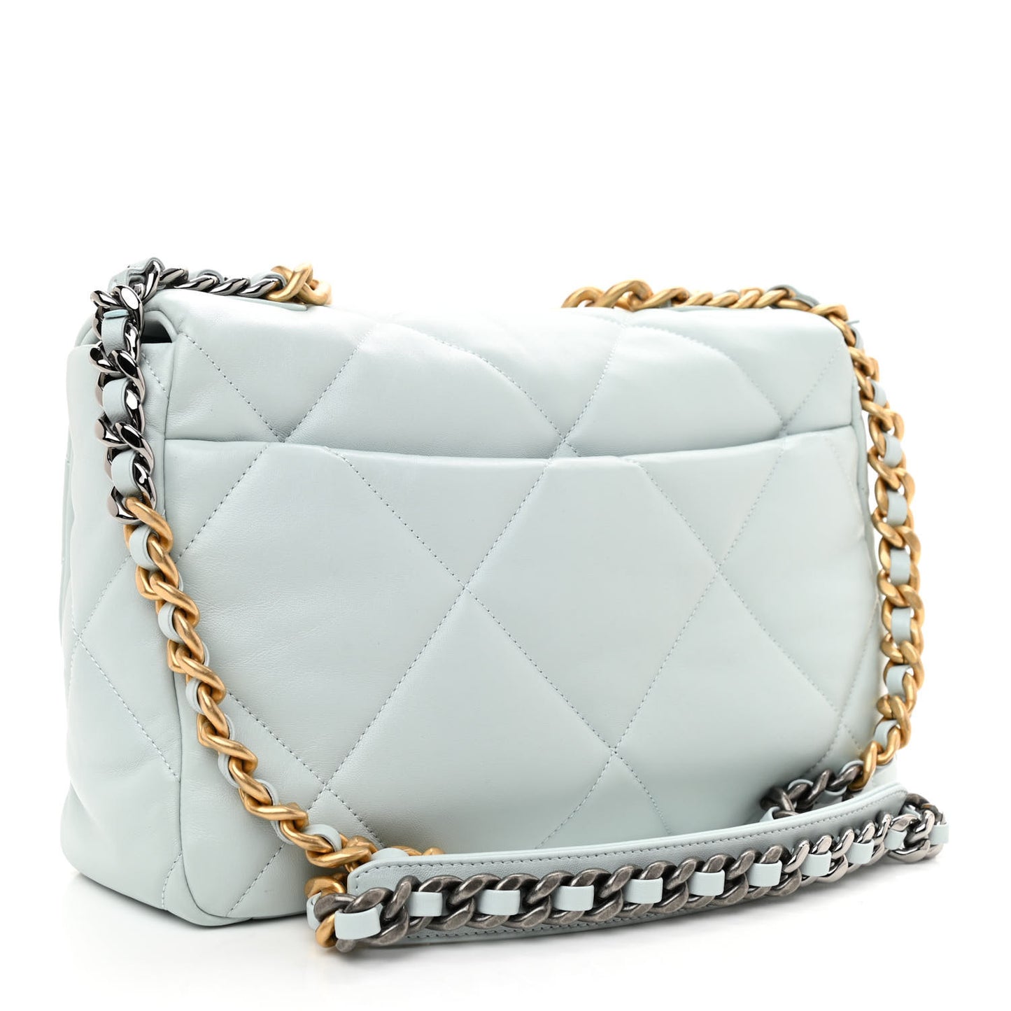 Lambskin Quilted Large Chanel 19 Flap Light Blue