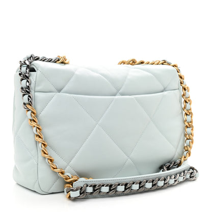Chanel Lambskin Quilted Large Chanel 19 Flap Light Blue 2 of 10