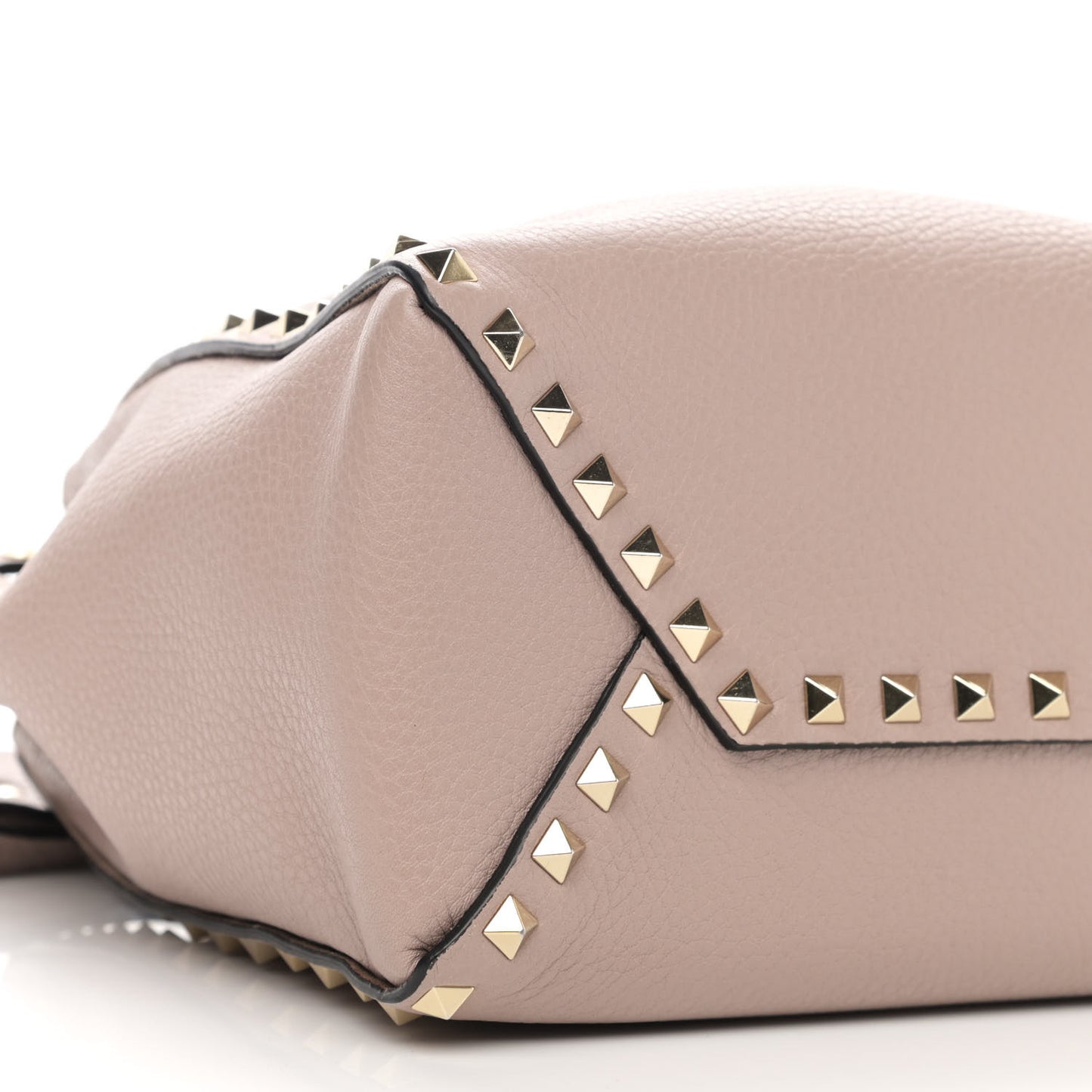Grained Calfskin Rockstud Bucket Bag Poudre