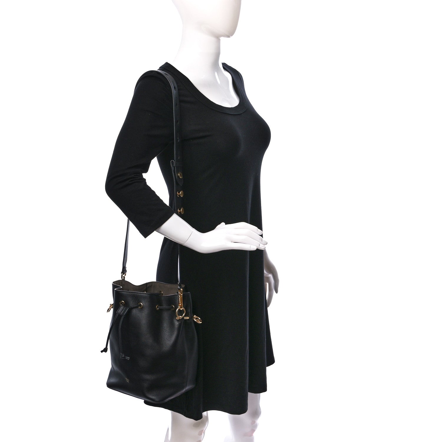 Fendi Vitello Grace Matte F is Fendi Grande Mon Tresor Bucket Bag Black 2 of 9