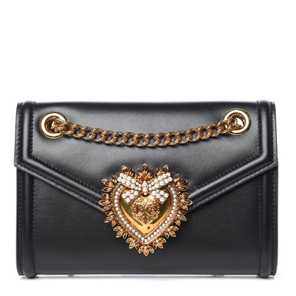 Dolce & Gabbana DOLCE & GABBANA Smooth Calfskin Mini Devotion Crossbody Bag Black 1 of 9