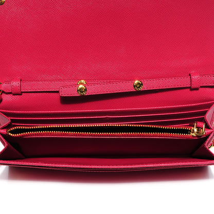 Prada Saffiano Metal Oro Chain Wallet Peonia 8 of 9