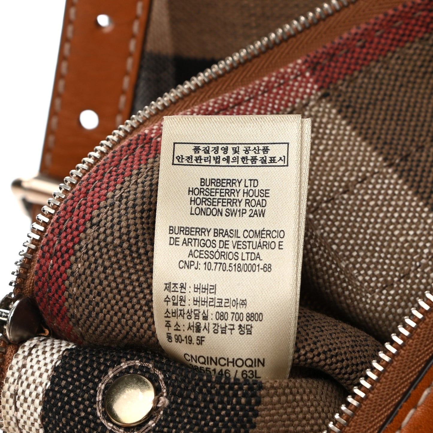 Canvas Mega Check Medium Tottenham Brit Tote Saddle Brown