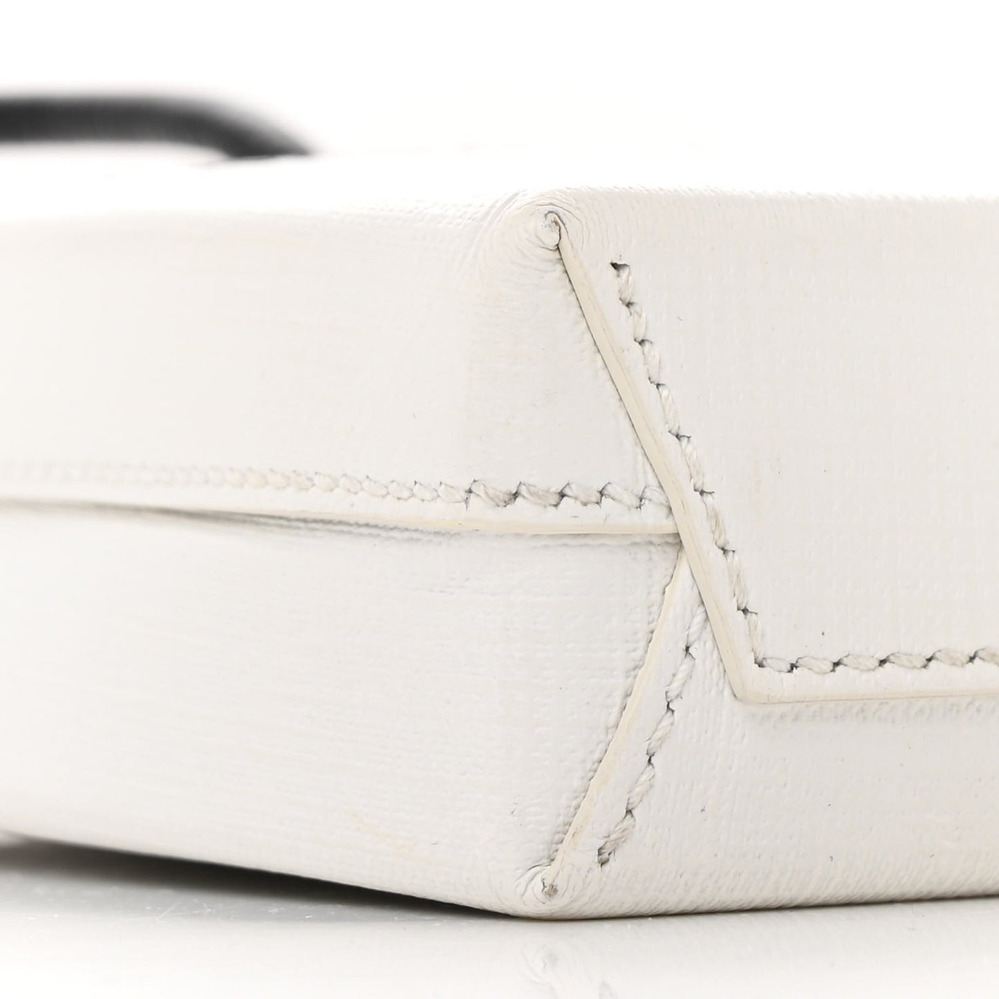 Squared Calfskin Logo Shopping Phone Holder Bag White