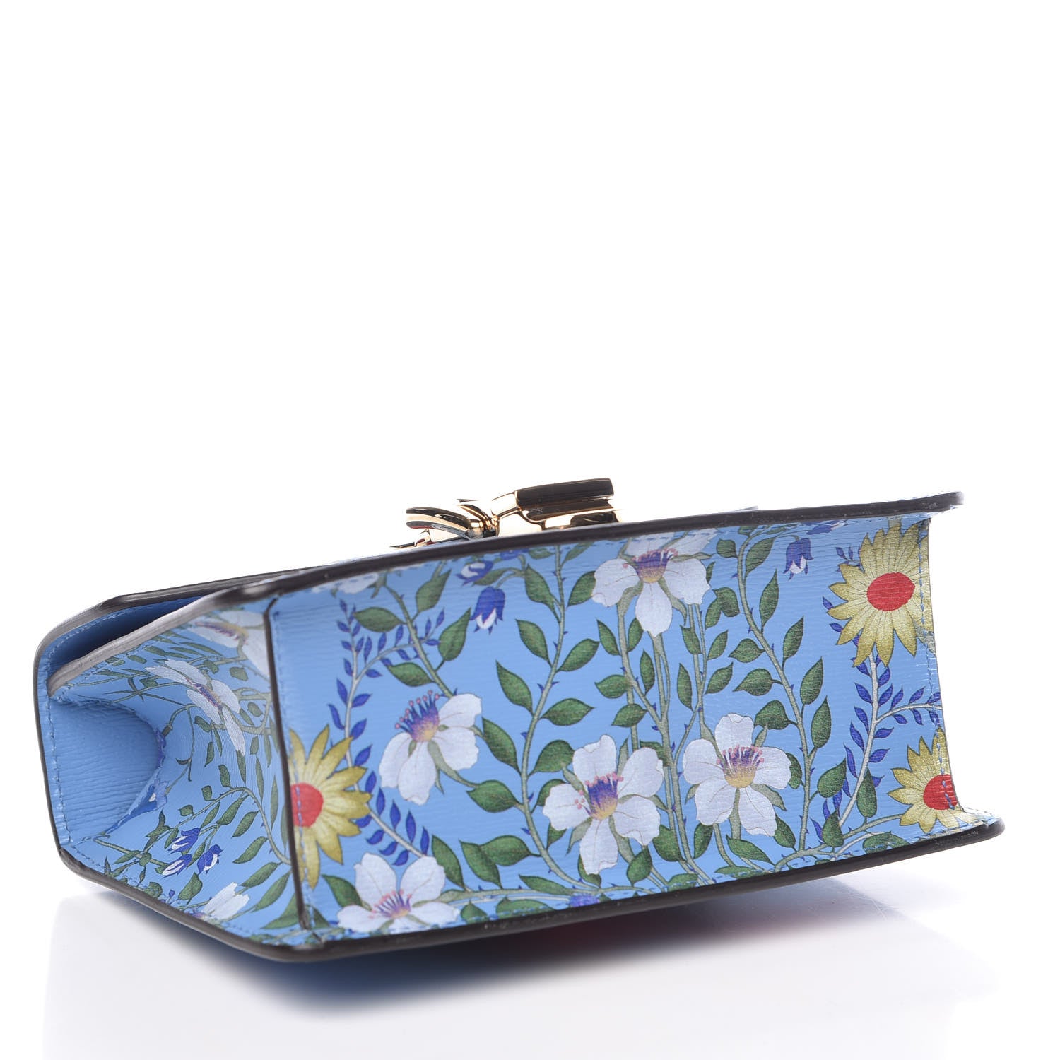 Gucci Shangai Calfskin Web New Flora Mini Sylvie Chain Shoulder Bag Azure 4 of 9