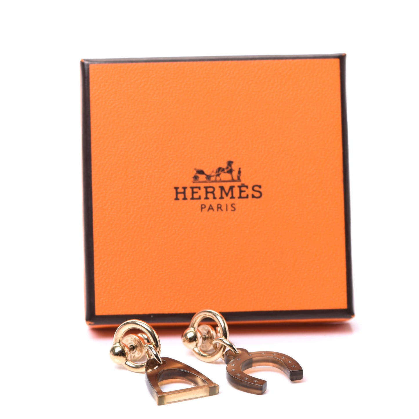 Permabrass Buffalo Horn Amulettes Equestre Earrings