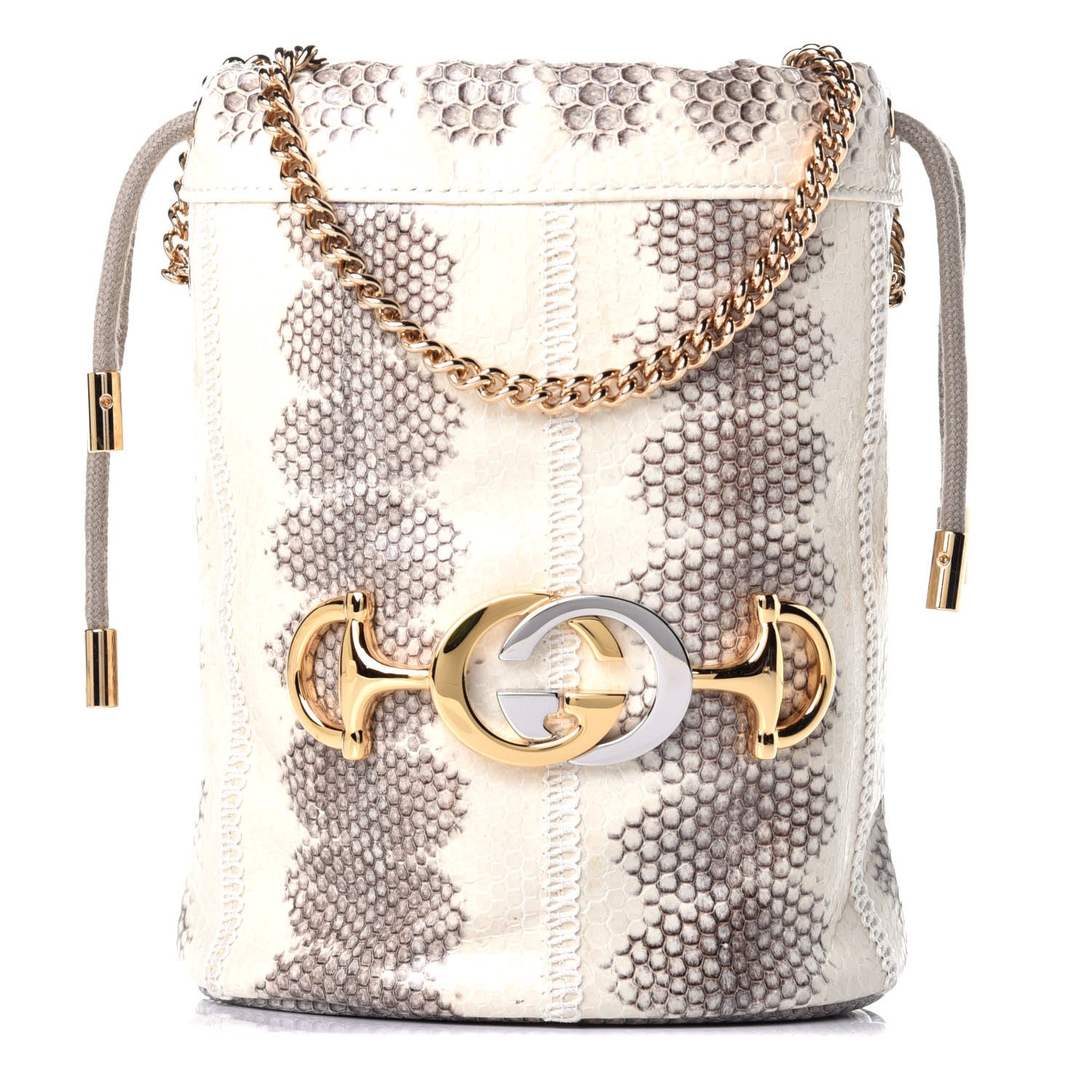 Gucci Snakeskin Mini Zumi Bucket Bag Grey 1 of 9