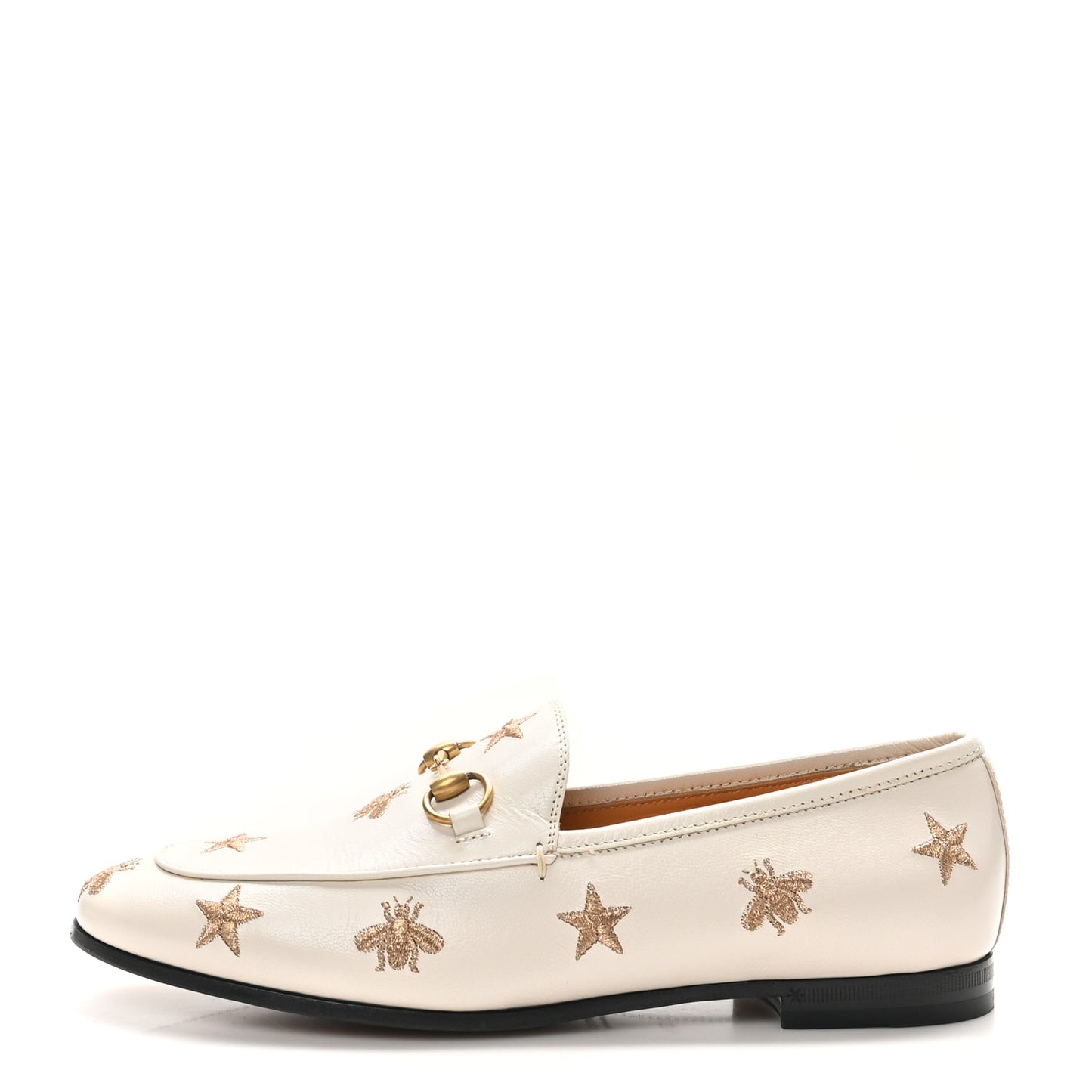 Goatskin Bee Star Embroidered Womens Jordaan Loafers 37.5 Mystic White