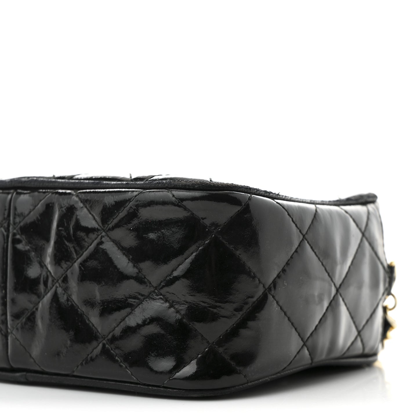 Patent Quilted Tassel Camera Case Black