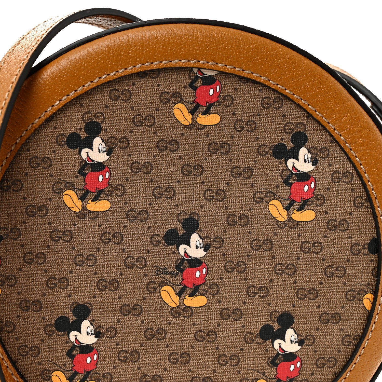 Gucci X DISNEY Mini Vintage GG Supreme Monogram Mickey Mouse Round Shoulder Bag Beige Vintage Sun Oil 8 of 11