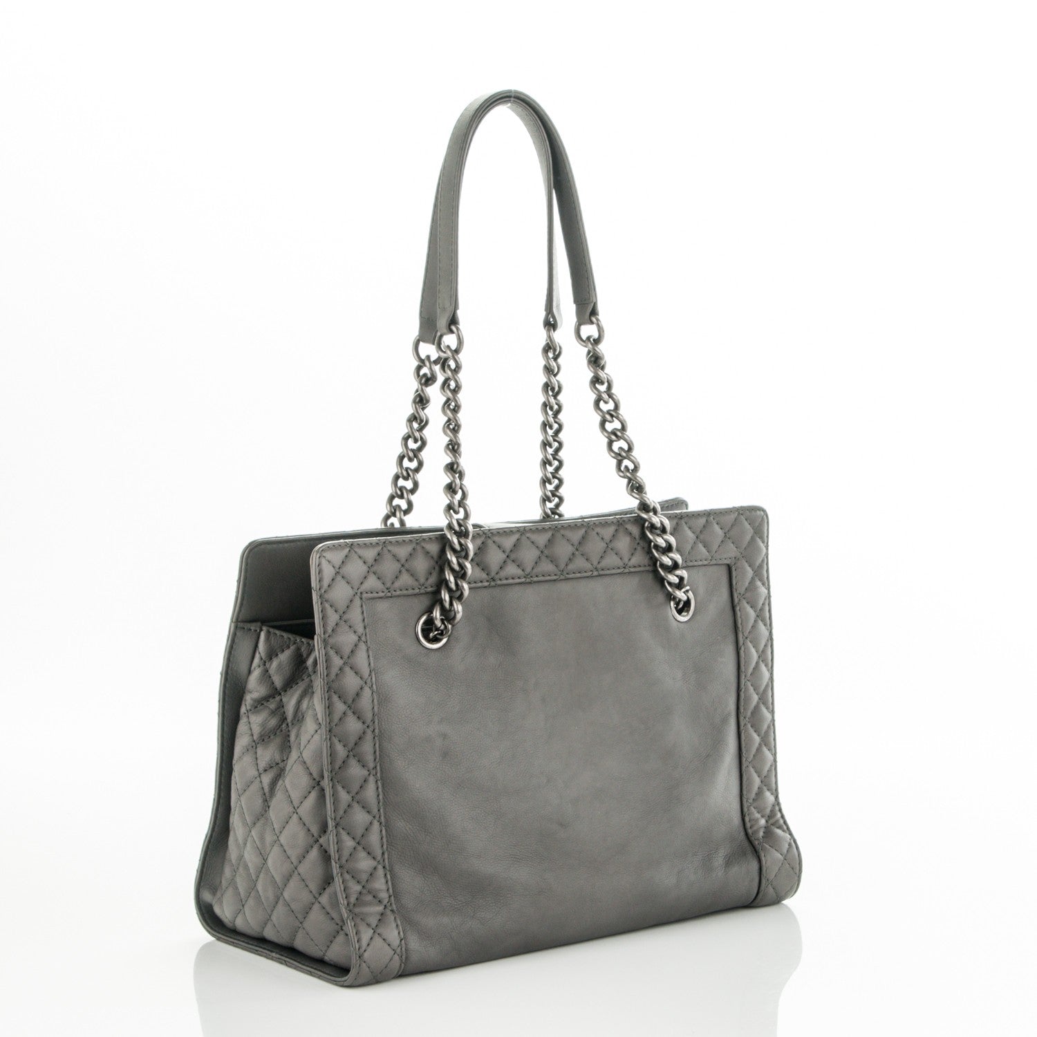 Chanel Calfskin Boy Reverso Shopping Tote Grey 3 of 7
