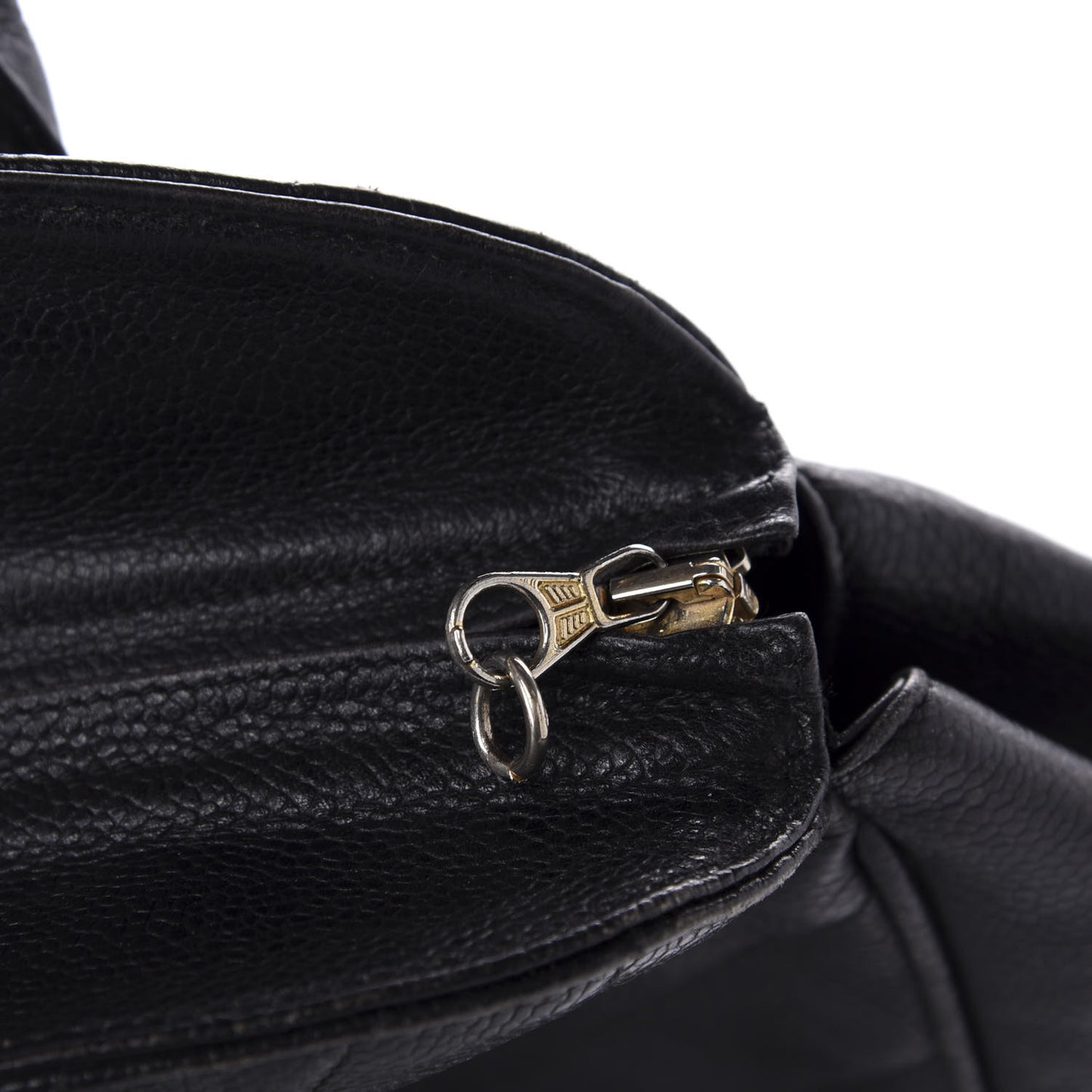 Caviar Chevron Top Handle Bag Black