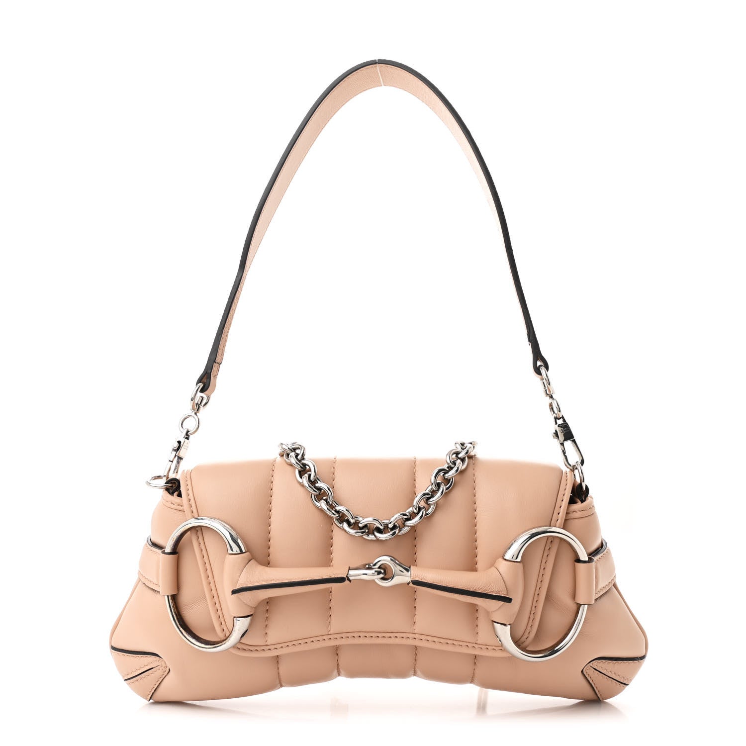 Gucci Nappa Vertical Matelasse Small Maxi Horsebit Chain Shoulder Bag Beige 1 of 11