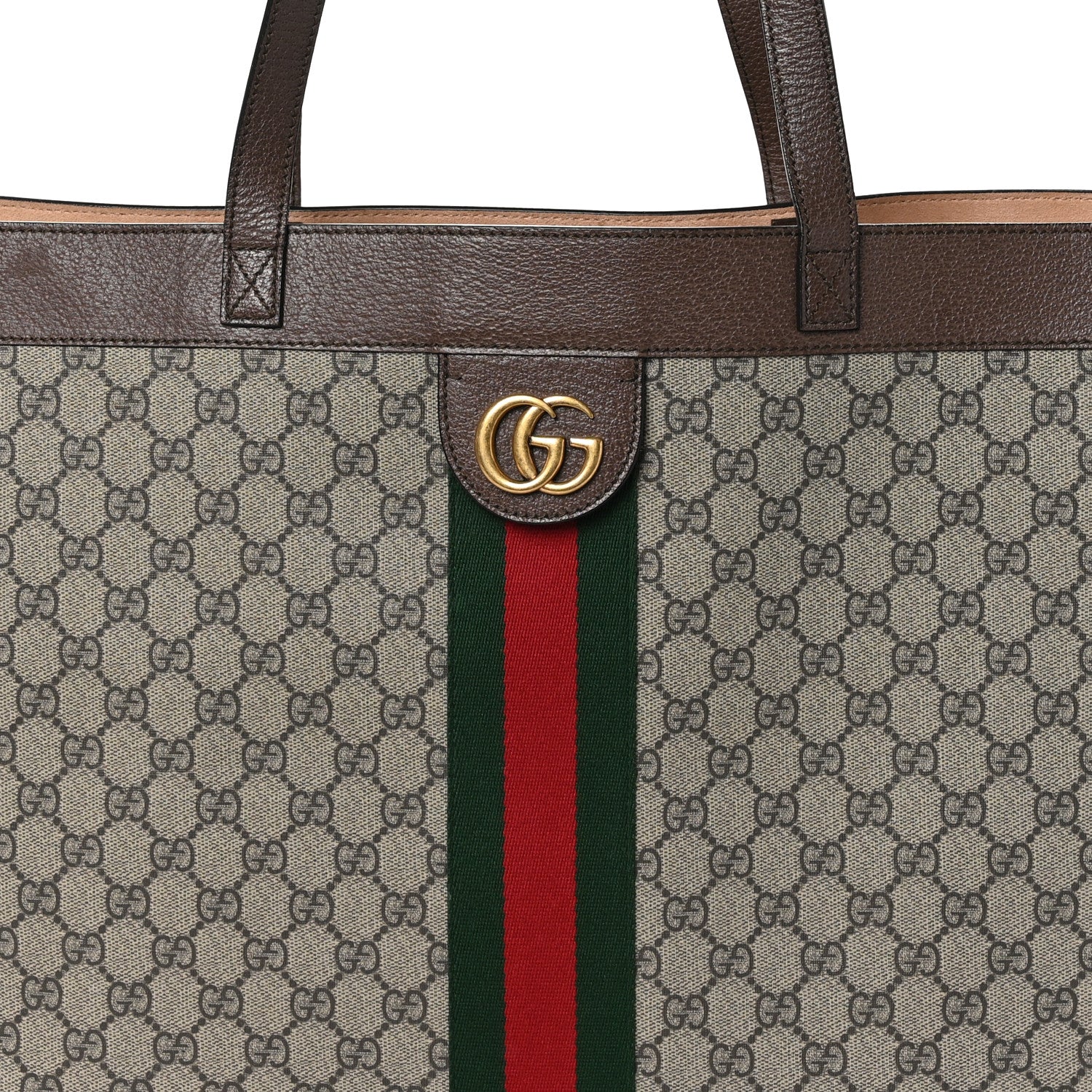 Gucci GG Supreme Monogram Web Ophidia Tote Brown 9 of 12