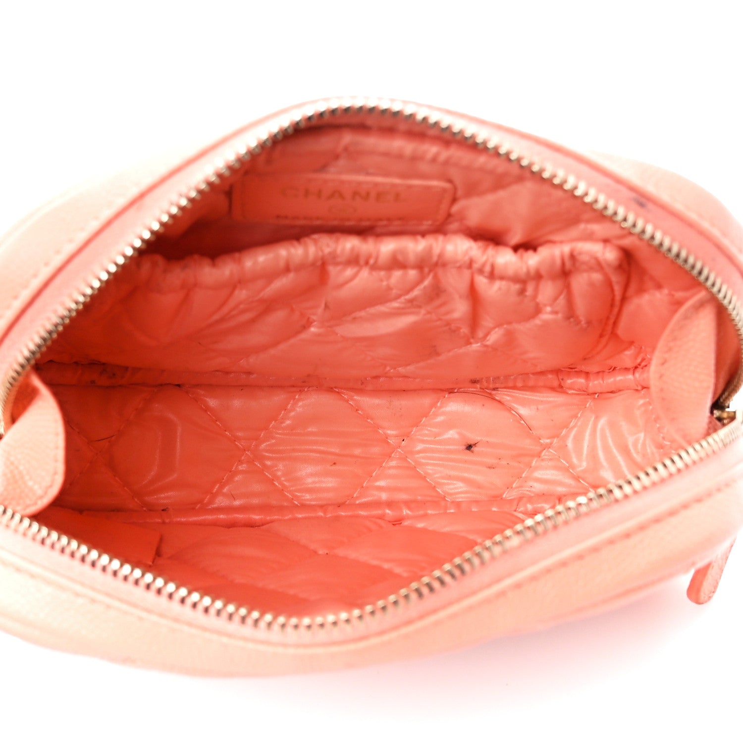 Chanel Caviar Quilted Small Curvy Pouch Cosmetic Case Light Orange 5 of 11