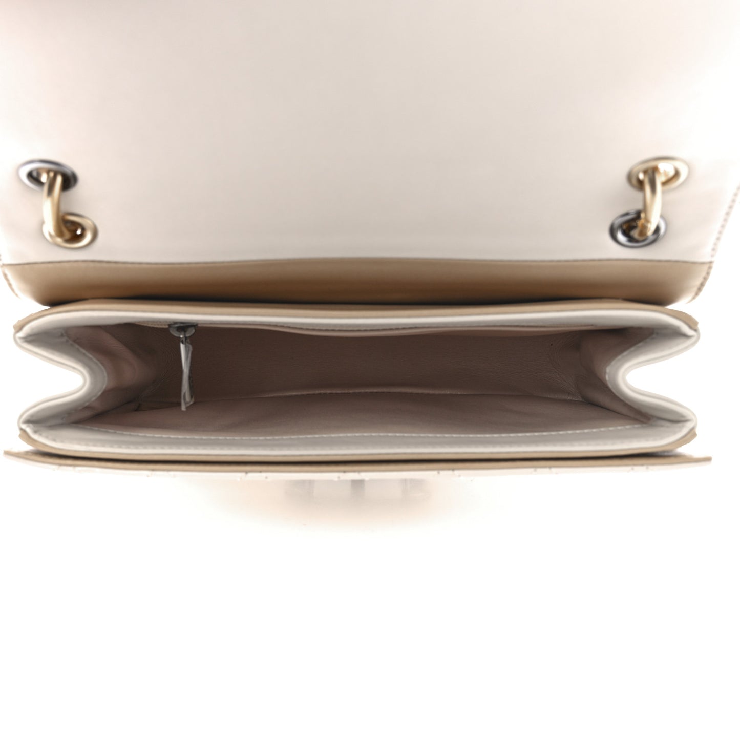 Calfskin Stitched Flap White