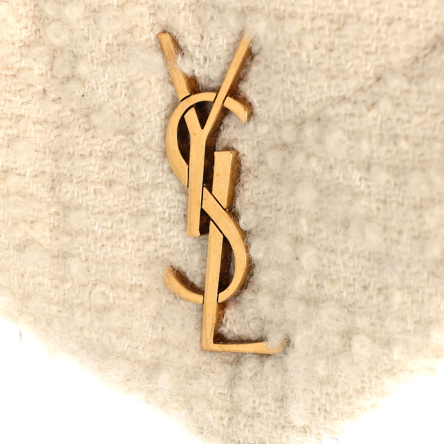 Saint Laurent Boucle Tweed Quilted Toy Loulou Puffer Monogram Chain Satchel Crema Soft 12 of 12