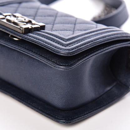Chanel Metallic Calfskin Quilted Mini Boy Flap Blue 10 of 12