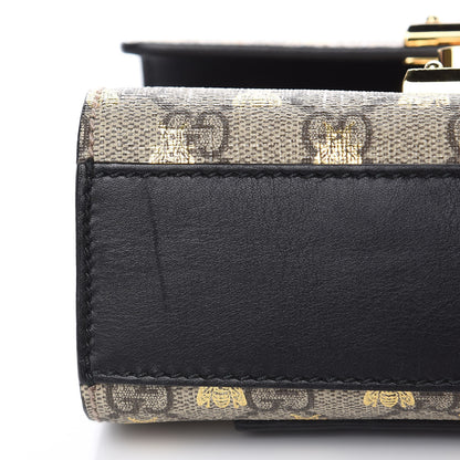 Gucci GG Supreme Monogram Bees Small Padlock Shoulder Bag Black 10 of 14