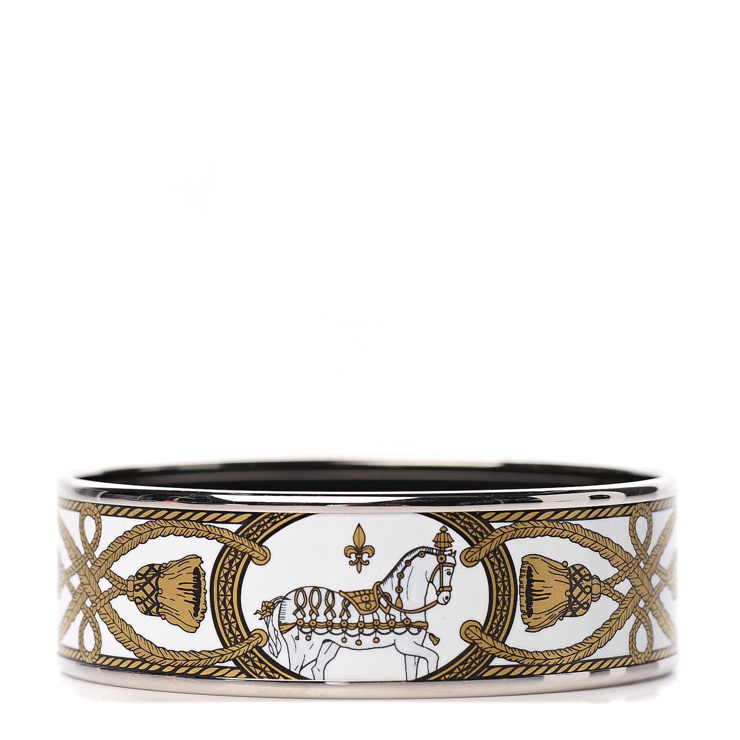 Enamel Printed Wide Grand Apparat Bracelet 62 White