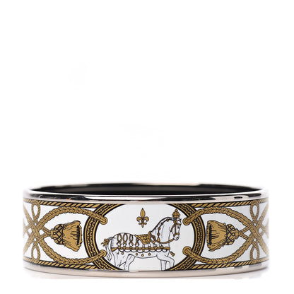 Hermes Enamel Printed Wide Grand Apparat Bracelet 62 White 1 of 5
