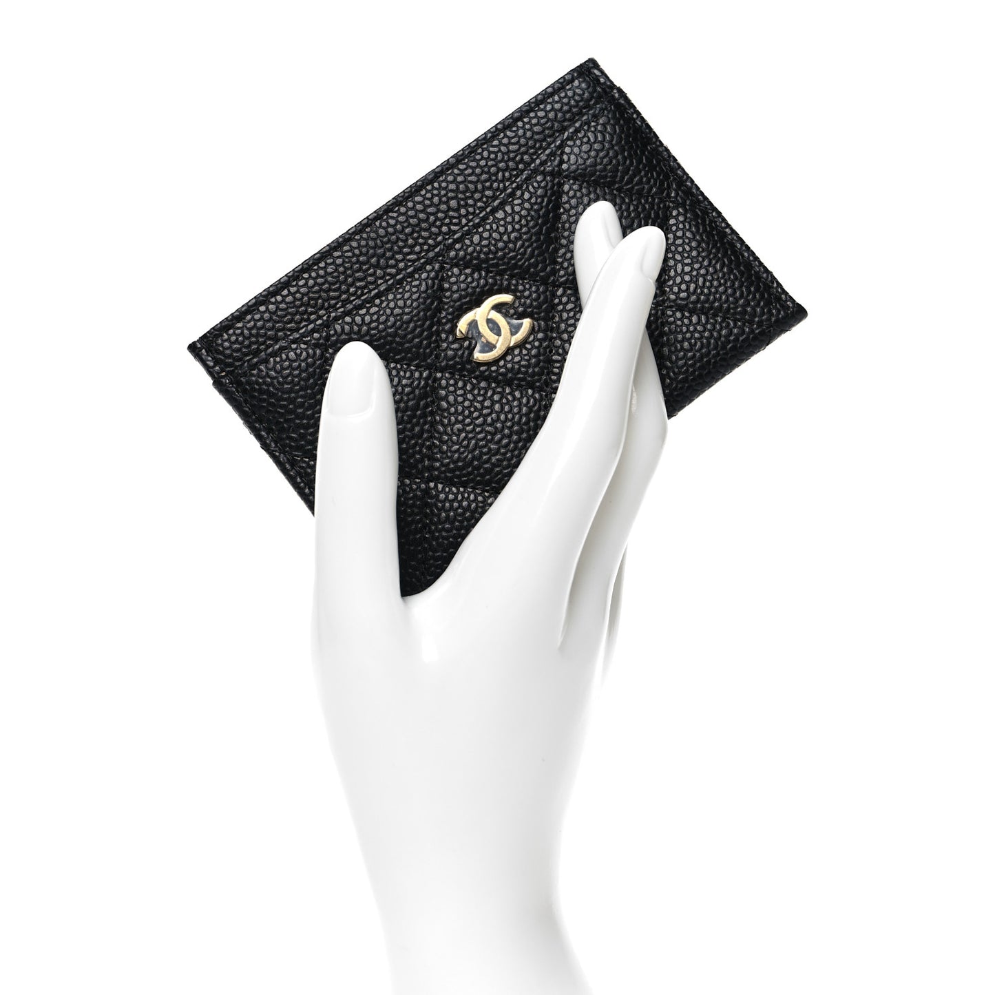 Caviar Quilted Card Holder Black