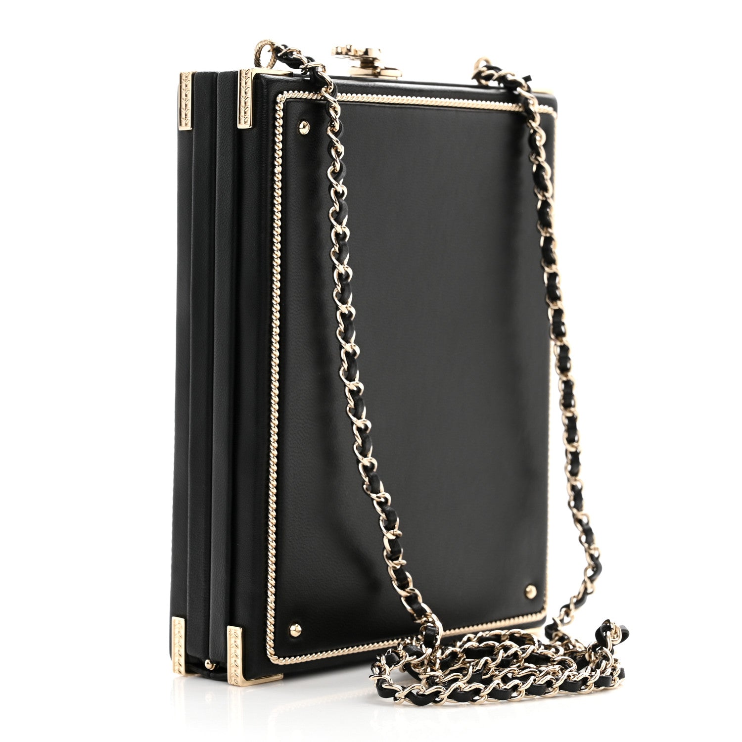 Chanel Lambskin Room Card Minaudiere Evening Bag Black Gold 3 of 11