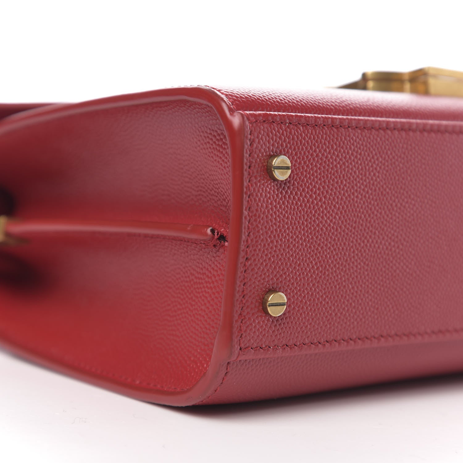 Saint Laurent Grain de Poudre Mini Classic Monogram Cassandra Top Handle Red 7 of 9