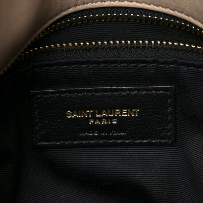 Saint Laurent Lambskin Quilted Small Loulou Puffer Monogram Chain Satchel Dark Beige 6 of 7