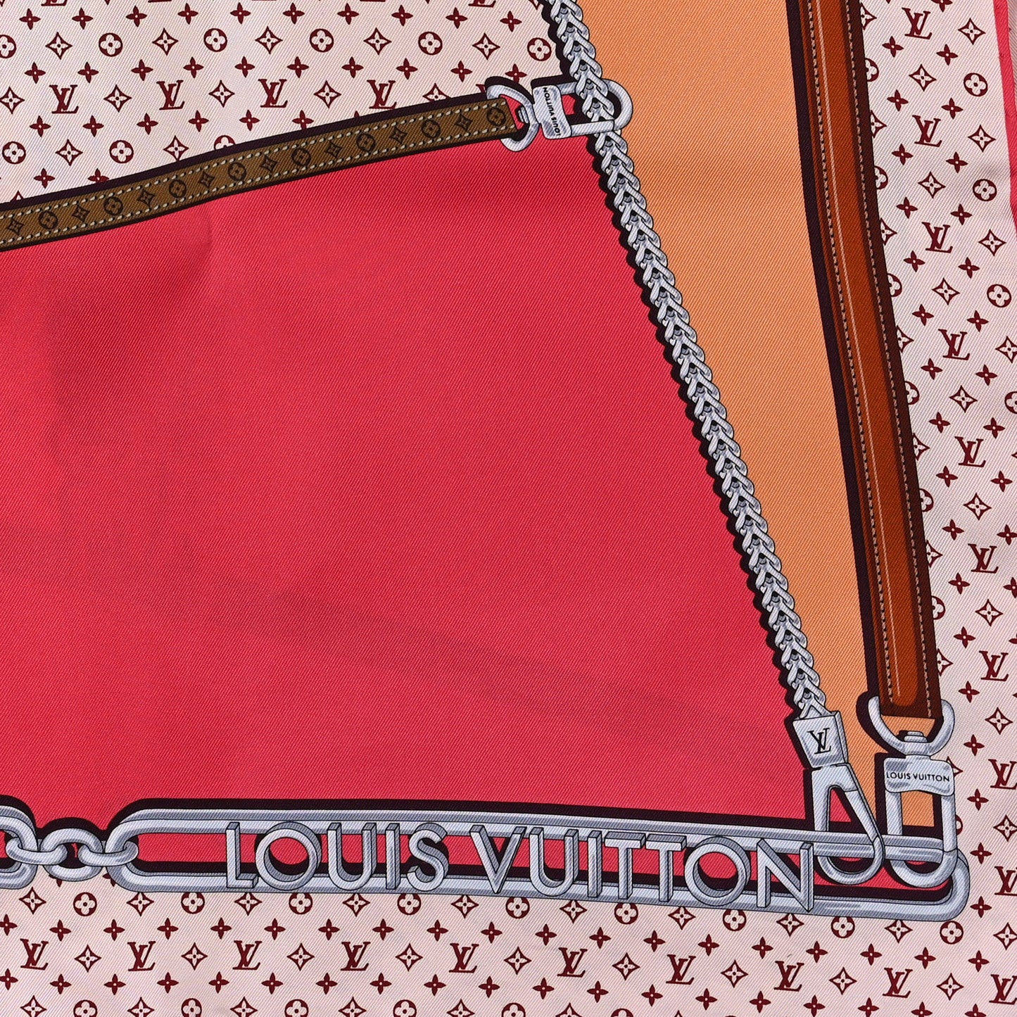 Silk My LV Chain Square Scarf 90 Grenadine