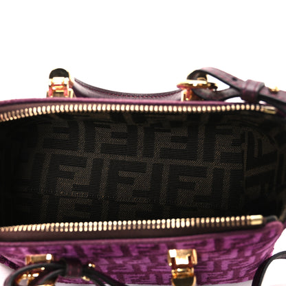 Fendi Chenille Vitello Micro FF Mini By The Way Top Handle Boston Bag Rosso Roma 5 of 10