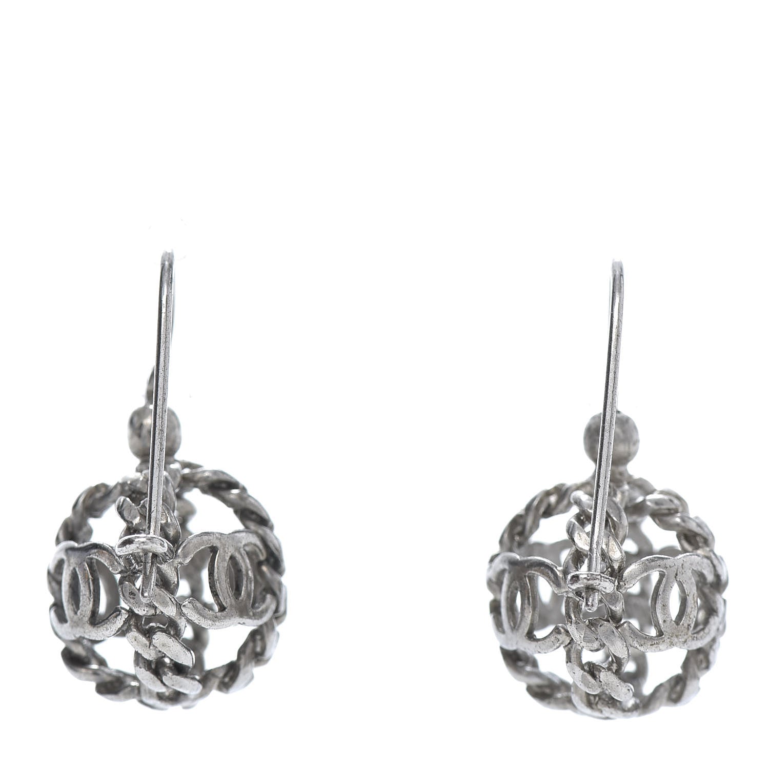 Chanel CC Round Earrings Silver 3 of 5