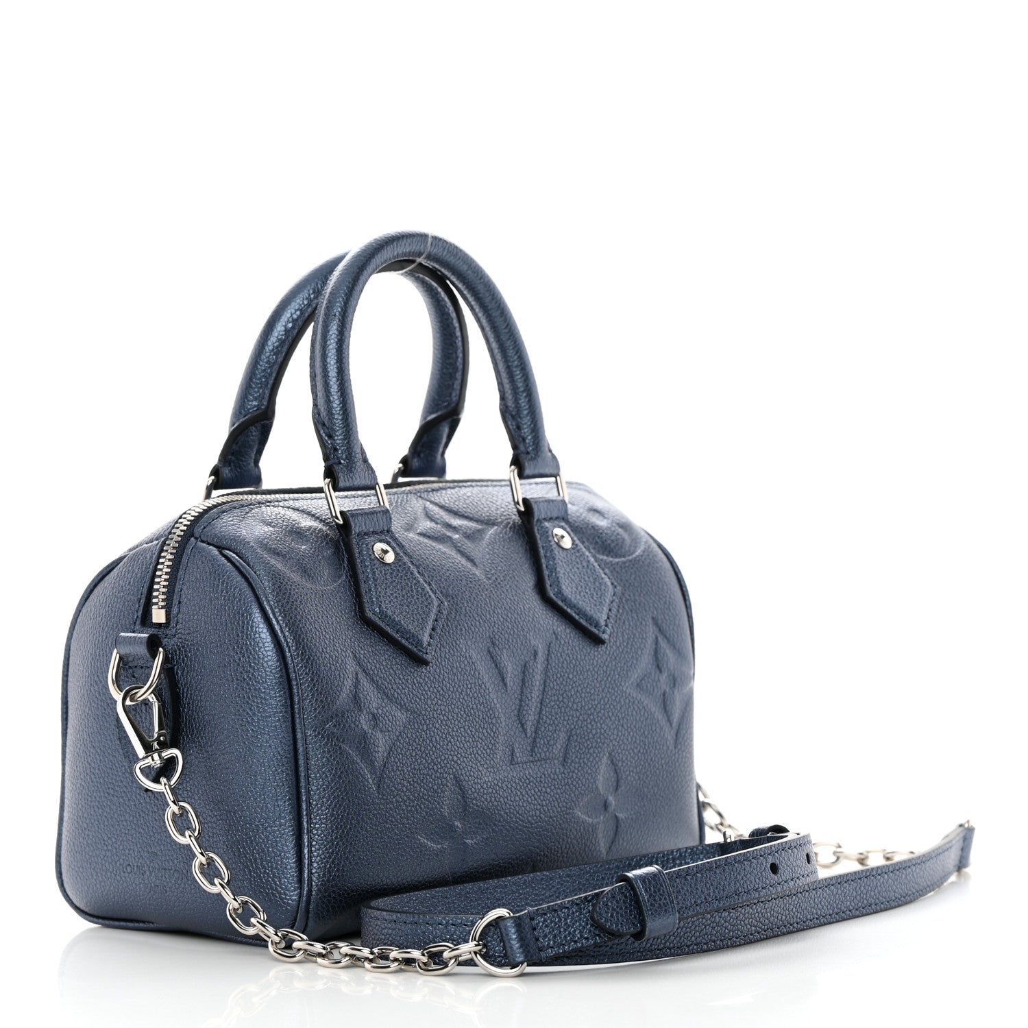 Louis Vuitton Metallic Empreinte Monogram Giant Speedy Bandouliere 20 Navy Nacre 3 of 10