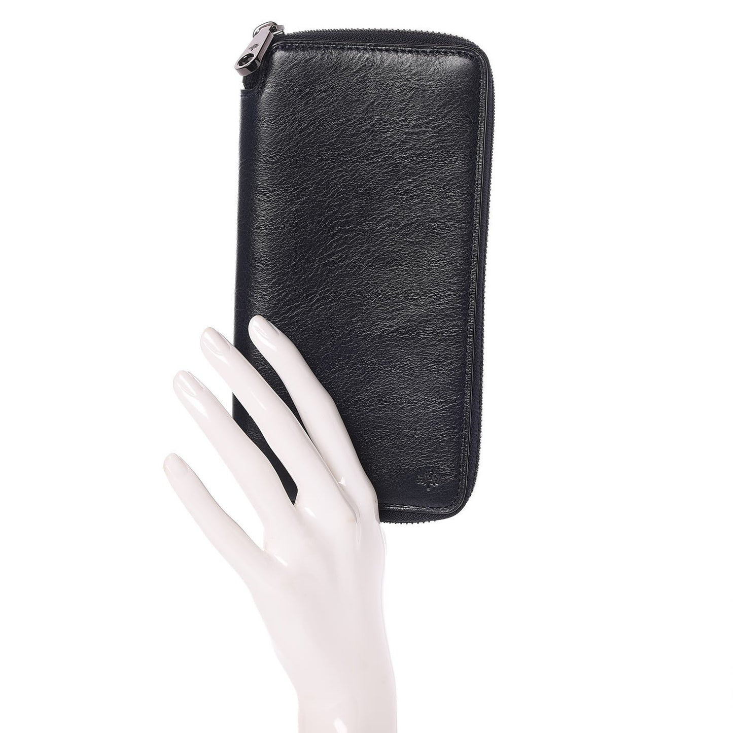 Silky Calf Zip Around Coat Wallet Midnight Black