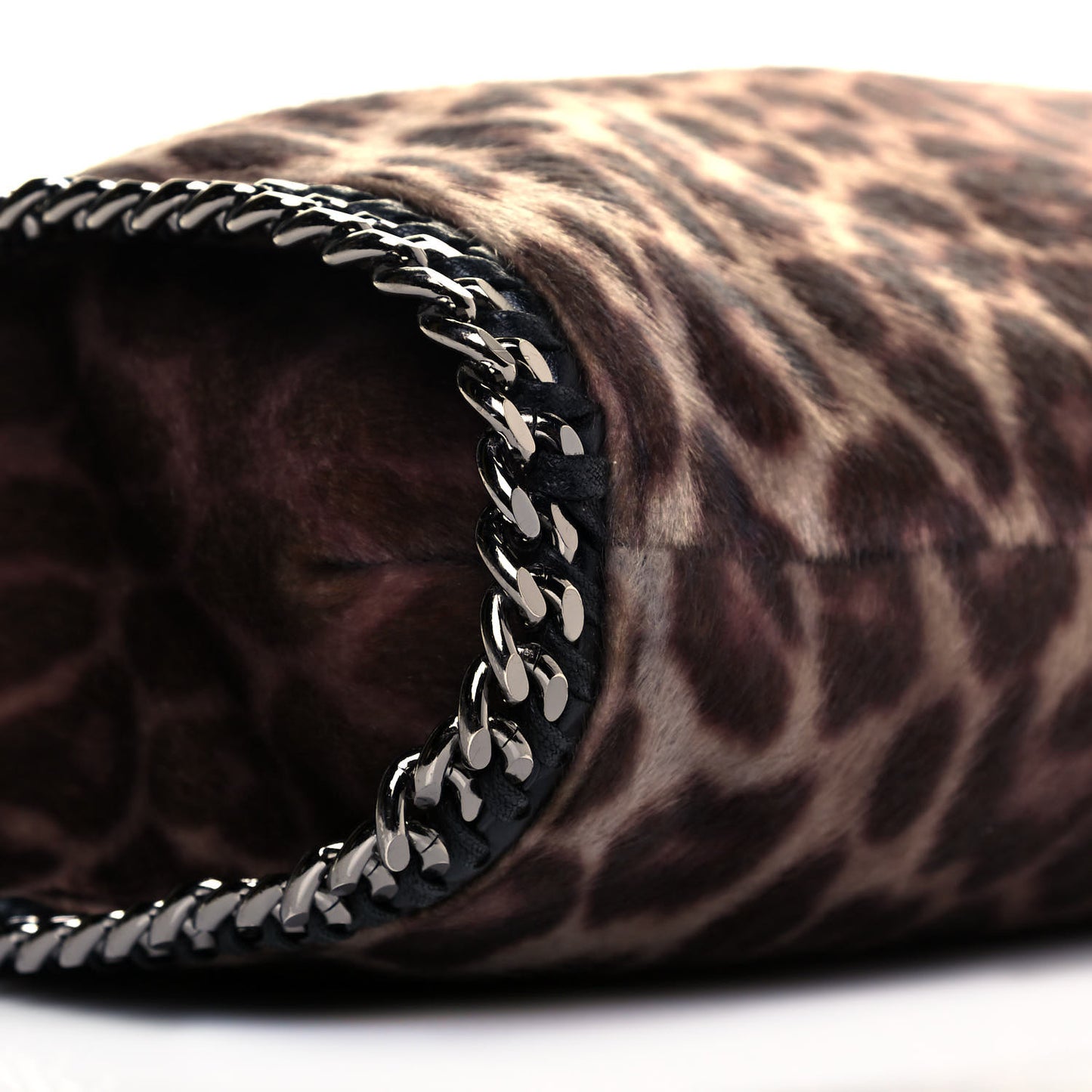 Faux Calf Hair Leopard Print Small Falabella Tote Brown