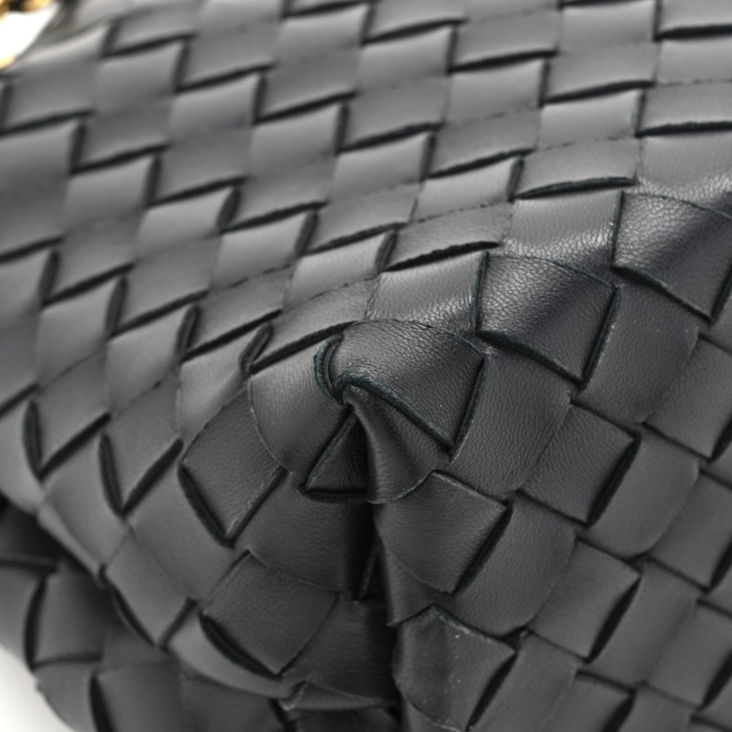 Nappa Intrecciato Small Andiamo With Chain Shoulder Bag Deep Blue