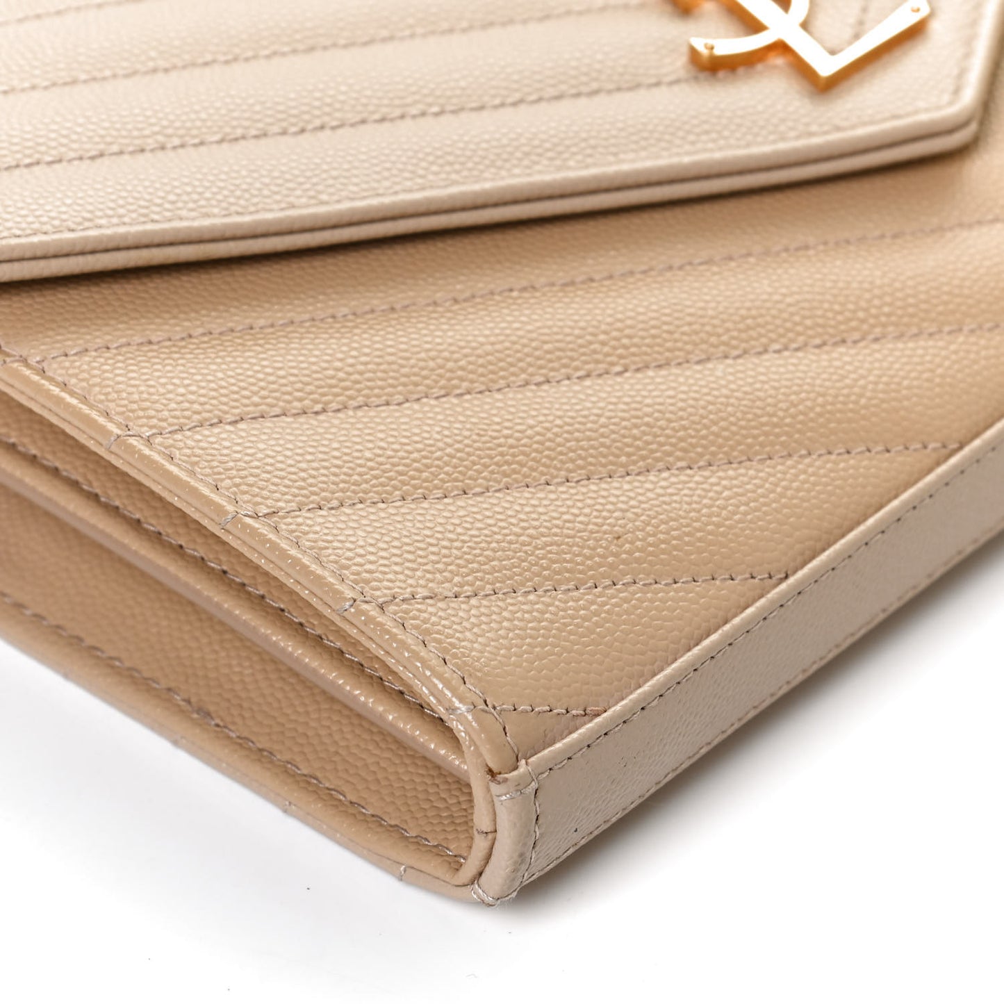 Grain De Poudre Matelasse Chevron Monogram Chain Wallet Nude Powder