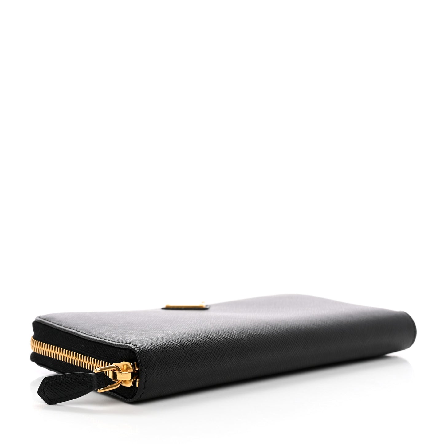 Saffiano Triangle Zip Around Wallet Black