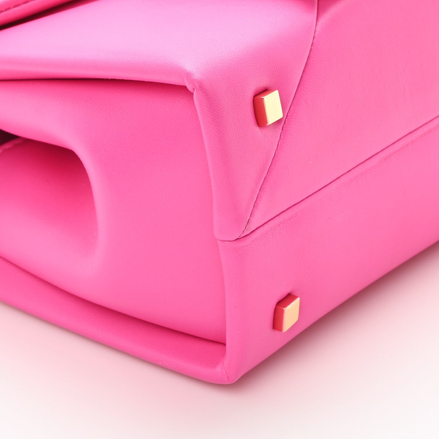 Nappa Tonal Monochrome Mini One Stud Top Handle Bag Pink PP