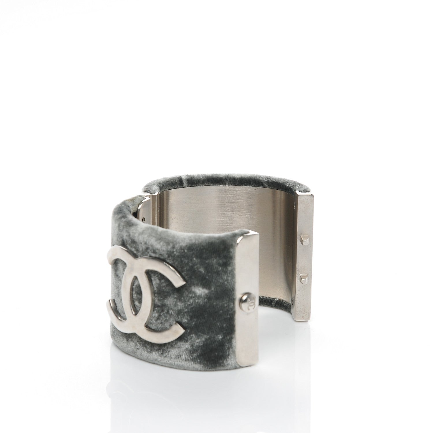 Chanel Velvet CC Cuff Silver Grey 5 of 5