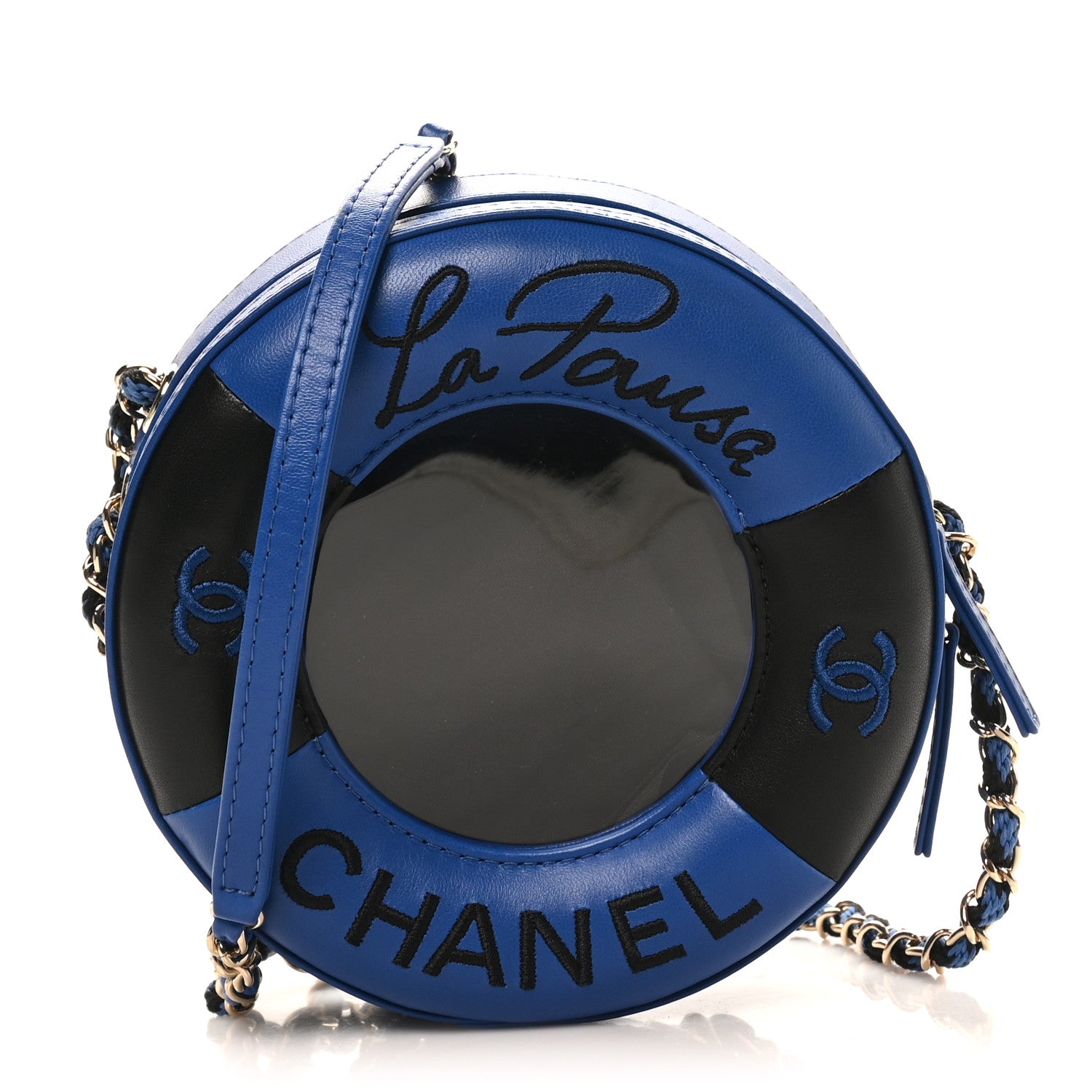 Chanel Lambskin Coco Lifesaver Round Bag Blue Black 1 of 9