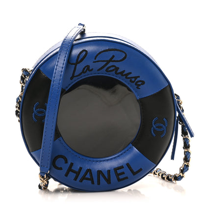Chanel Lambskin Coco Lifesaver Round Bag Blue Black 1 of 9